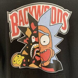 Backwoods Pull Over Hoodie Rick And Morty Shark Face Graphic Men’s Small